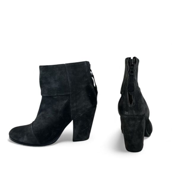 Rag & Bone Suede Granite Newberry Grey Block Heel Zip-Up Ankle Booties 7.5 - Picture 6 of 9